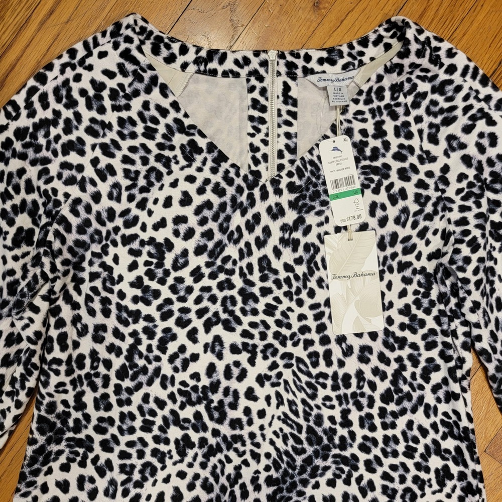 Tommy Bahama Darcy Lovely Leo Size Large‎ Leopard Balloon Sleeve Dress NWT - Picture 6 of 10